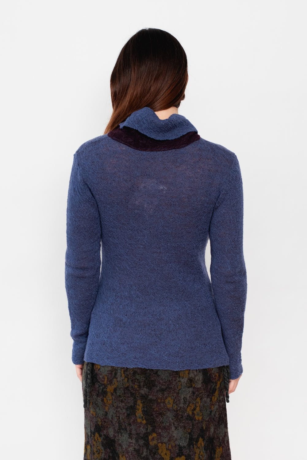 Knit Wool Turtleneck Sweater, Blue