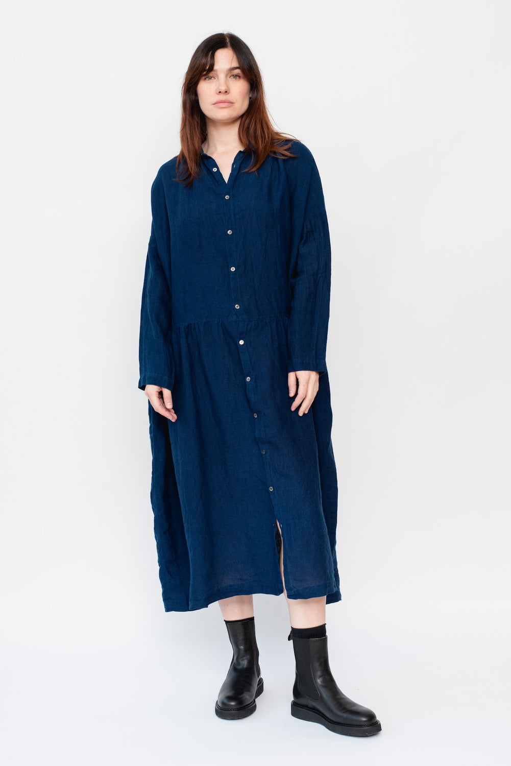 Linen Dress Dark Indigo