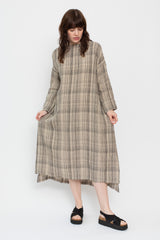 Check Dress Linen Natural