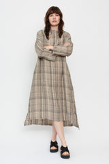 Check Dress Linen Natural