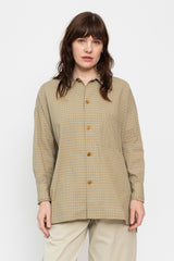Dobby Check Oversized Shirt Beige, Unisex