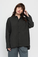 Dobby Check Oversized Shirt Charcoal, Unisex