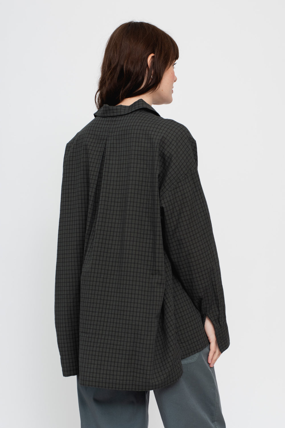 Dobby Check Oversized Shirt Charcoal, Unisex