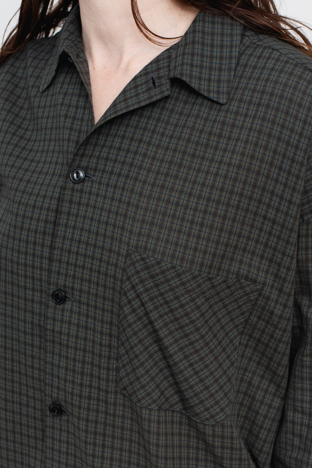 Dobby Check Oversized Shirt Charcoal, Unisex