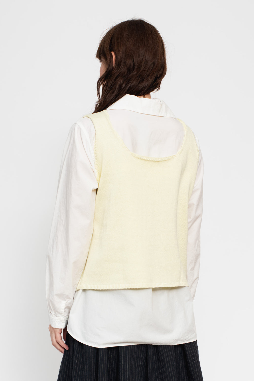 Silk and Cotton Knit Pullover Vest, Light Yellow