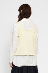 Silk and Cotton Knit Pullover Vest, Light Yellow