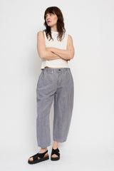 Cotton and Linen Garment Dyed Pants, Blue Grey
