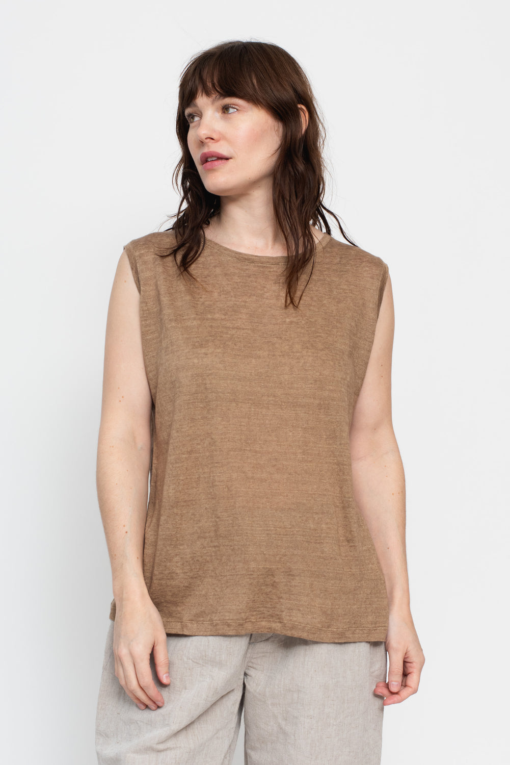 Linen Tank Top Beige