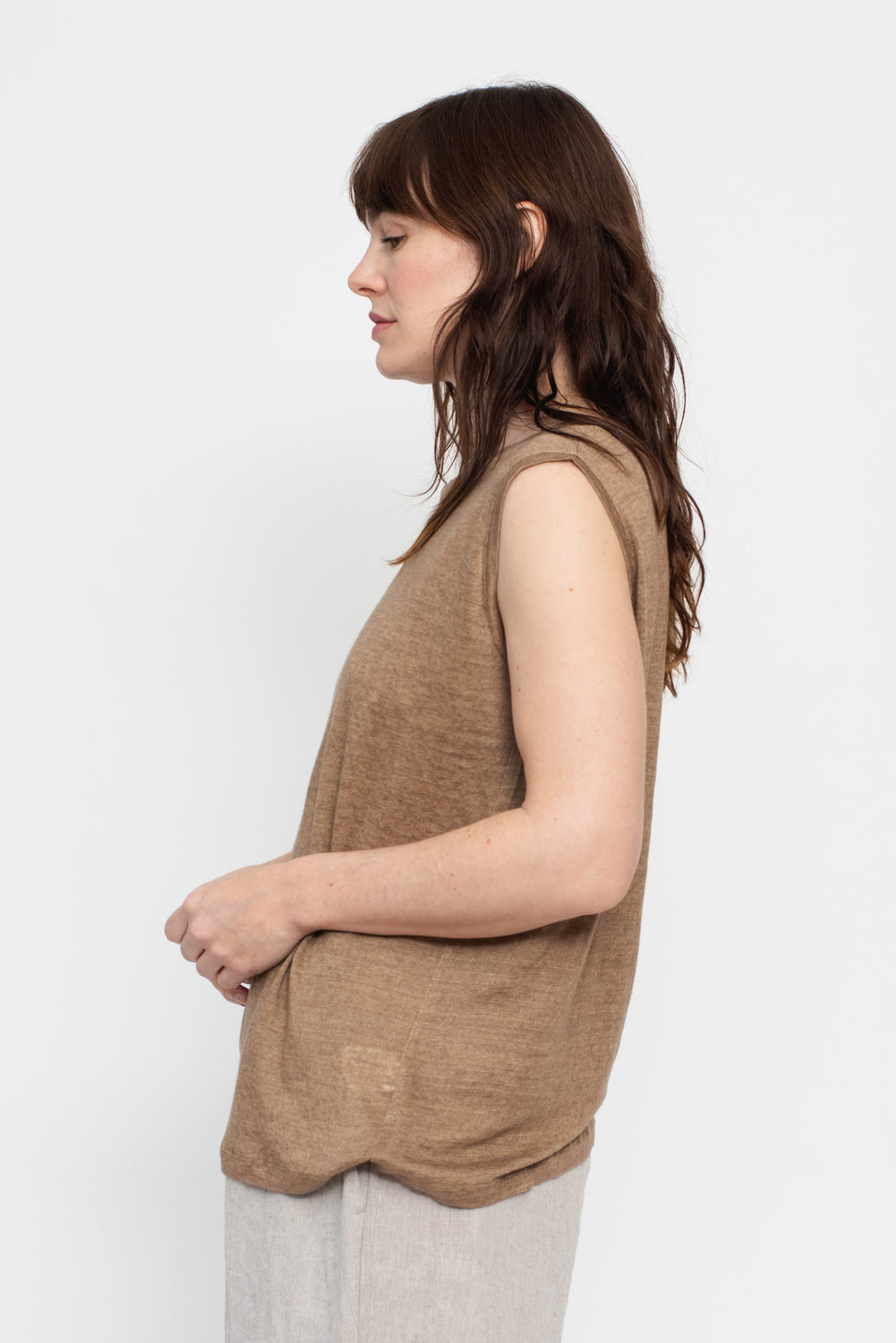 Linen Tank Top Beige