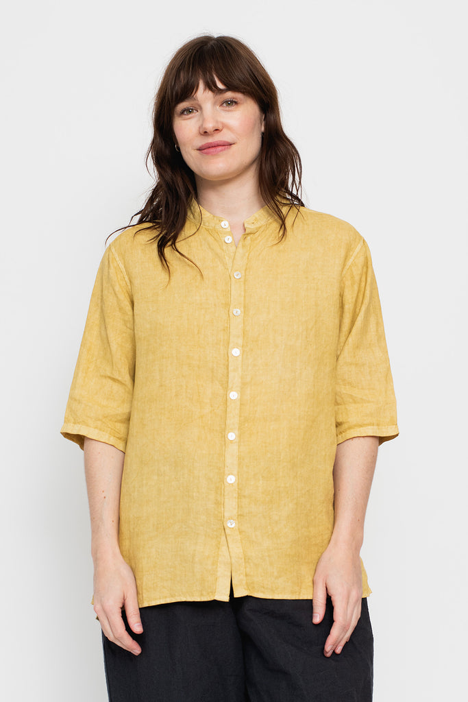 Unisex Hemp S/S Shirt, Olive Yellow