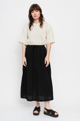 Tightly Twisted Hemp and Cotton Skirt, Black