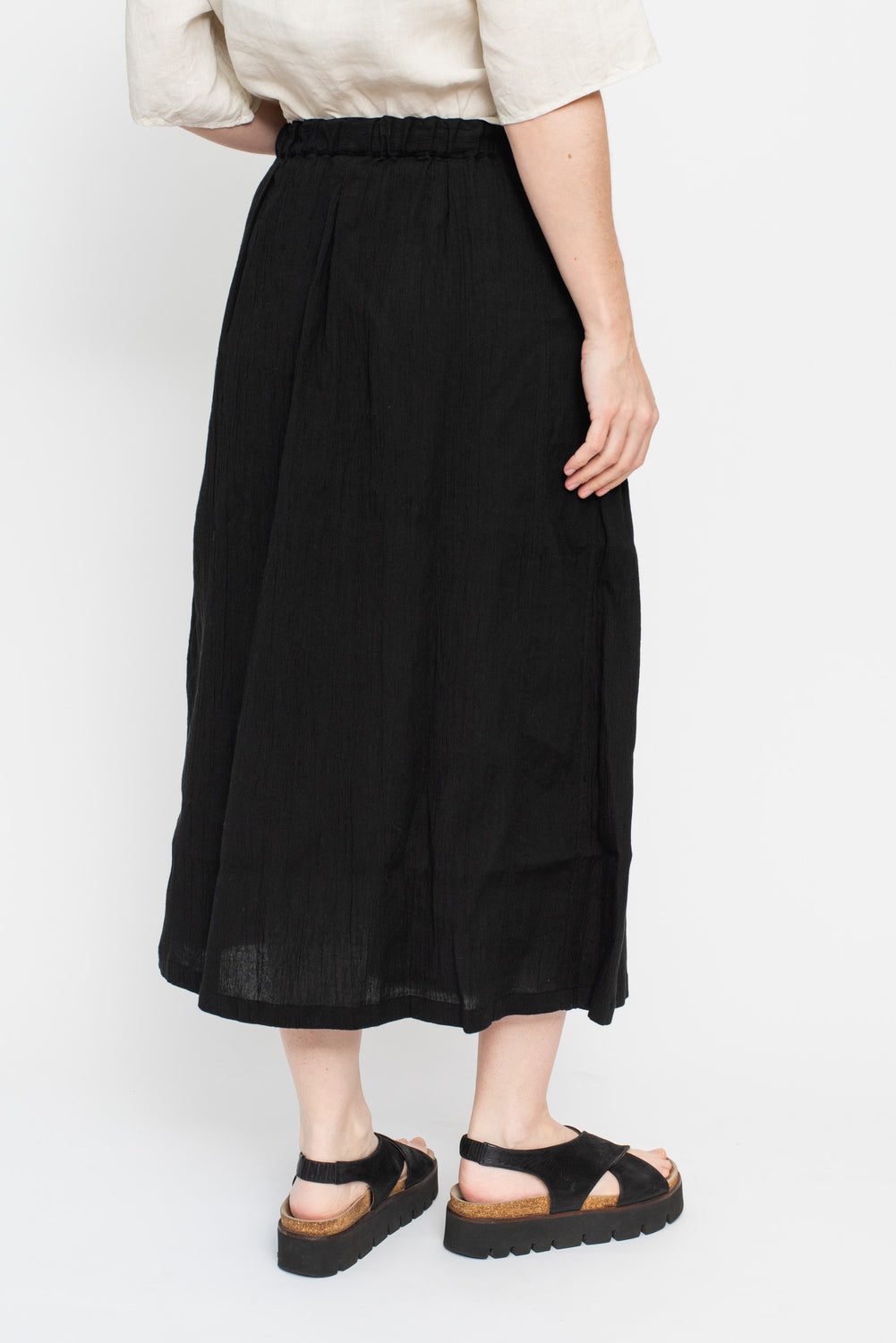 Tightly Twisted Hemp and Cotton Skirt, Black