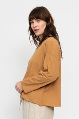 Undyed Knit Cotton Pullover Camel