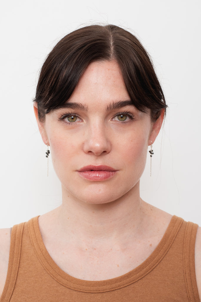 Silver Earrings with Raw Black Diamonds