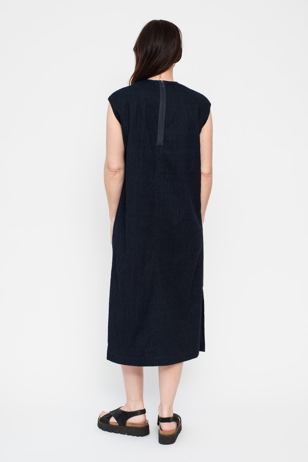 Woven Cotton Meyer Lace Slit Neck Dress