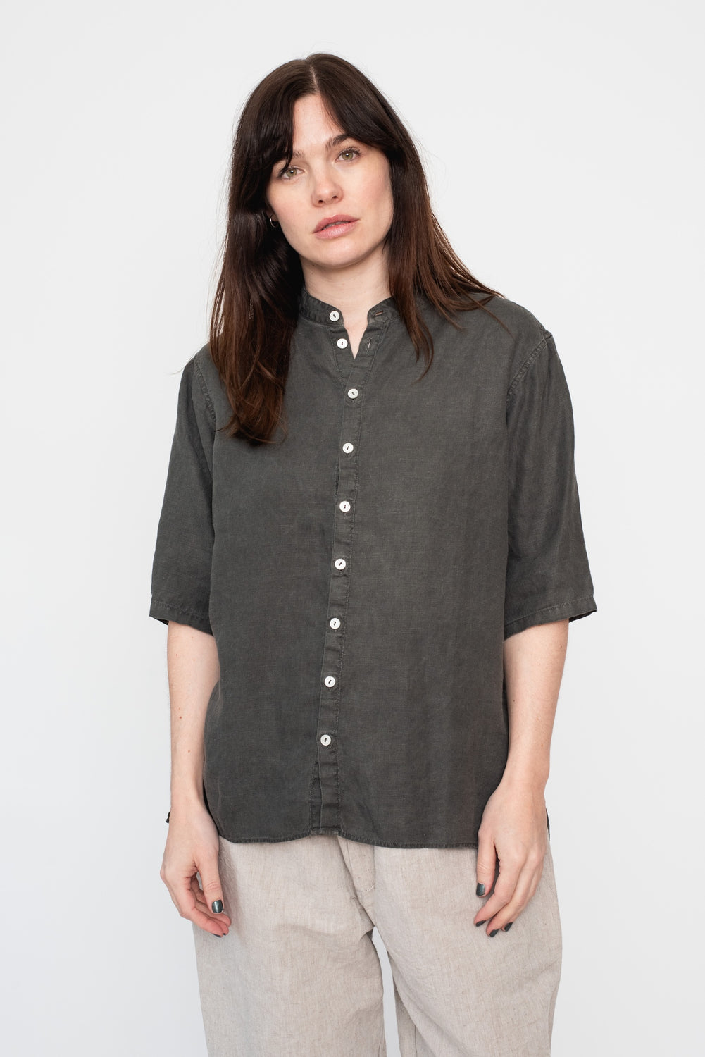 Unisex Hemp Short Sleeve Shirt, Charcoal