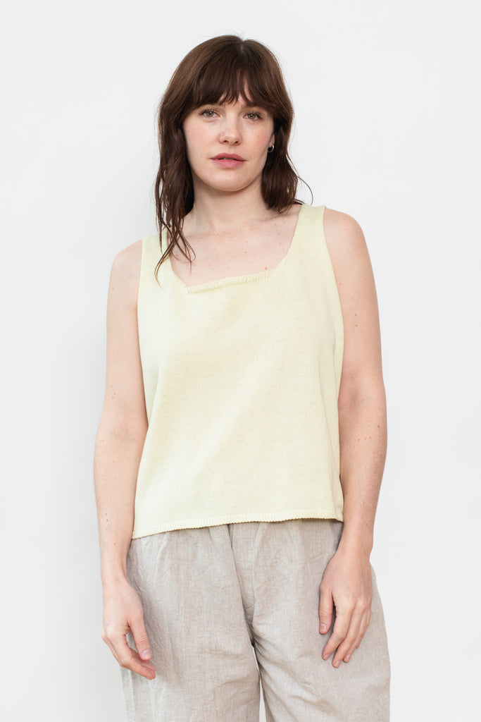 Silk and Cotton Knit Pullover Vest, Light Yellow