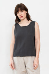 Silk and Cotton Knit Pullover Vest, Charcoal