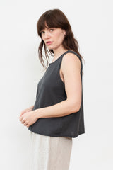 Silk and Cotton Knit Pullover Vest, Charcoal