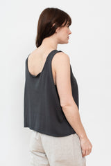 Silk and Cotton Knit Pullover Vest, Charcoal