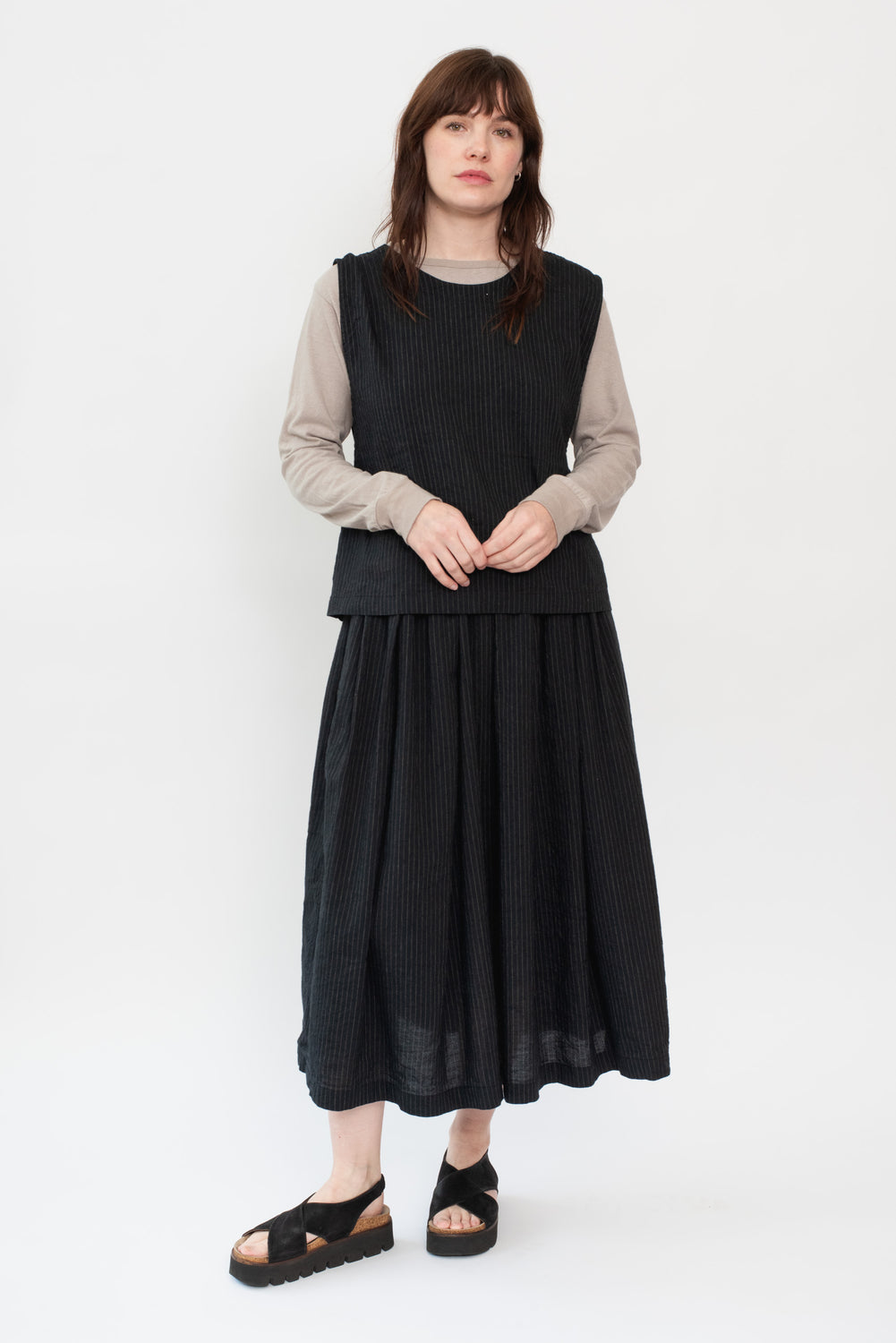 Vintage Stripes Gather Skirt