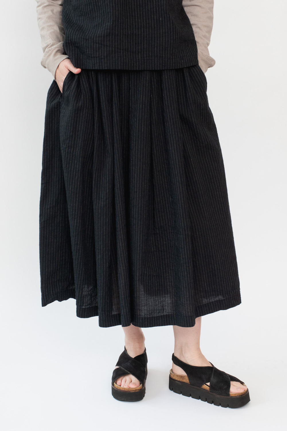 Vintage Stripes Gather Skirt