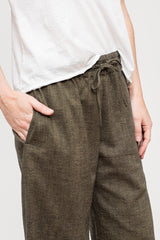 Wide Legged Cotton Pants, Heather Olive