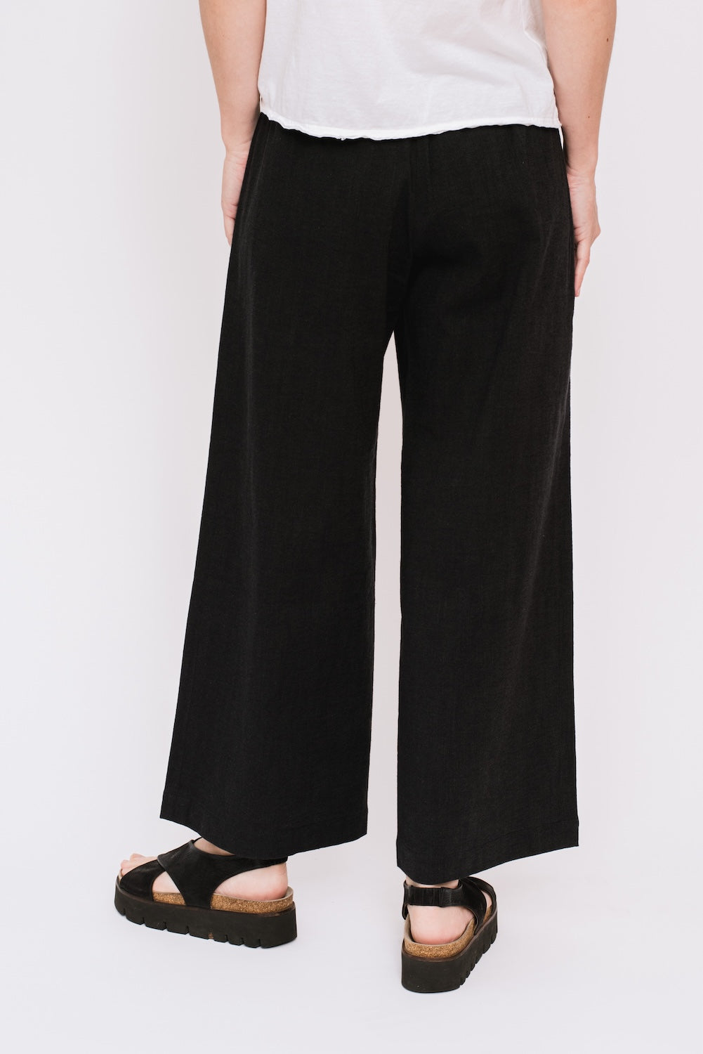 Wide Legged Cotton Pants, Black