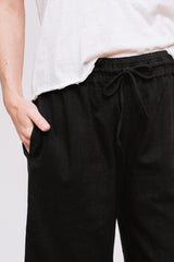 Wide Legged Cotton Pants, Black