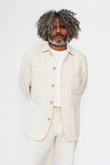 Woven Yukizarashi Sashiko Coverall Jacket, Natural