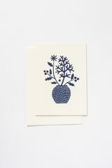 Greeting Card Vase with Holly, Natural and Blue