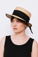 LUCCA Hat Natural with Black Ribbon