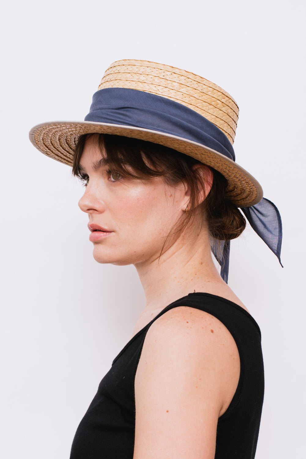 LUCCA Hat Natural with Light Grey Ribbon