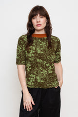 Cotton Knit Floral Sweater, Light Green
