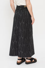 12oz MAGPIE Denim High Waisted Maxi Skirt, BLKxBLK
