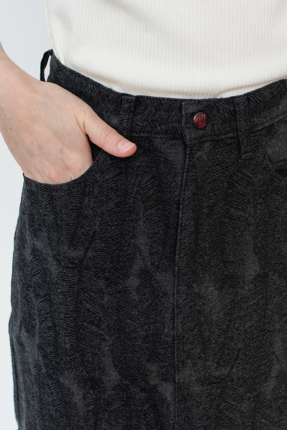 12oz MAGPIE Denim High Waisted Maxi Skirt, BLKxBLK