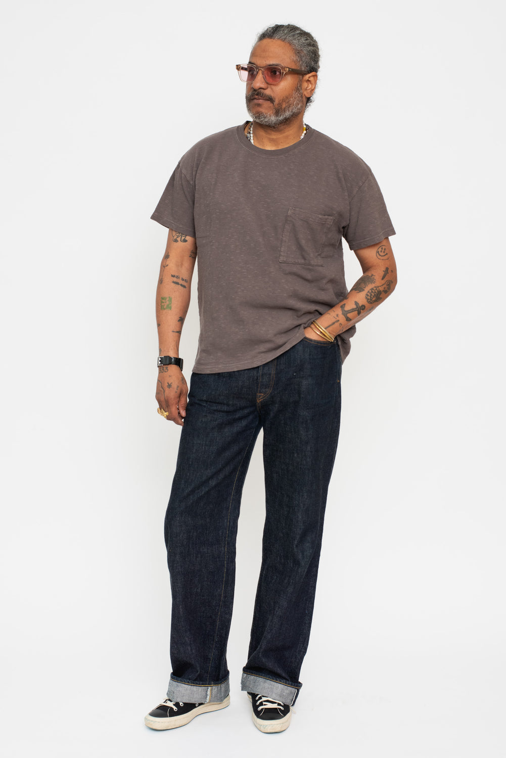 AMUSE Knit Pocket T Shirt, Ink Black