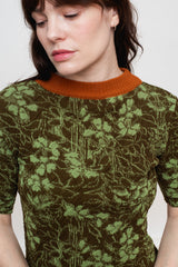 Cotton Knit Floral Sweater, Light Green