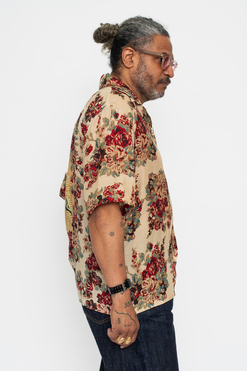 Silk Rayon CHAMPETRE A.MA.TE.RA.SE. WRANGLE Collar Aloha Shirt