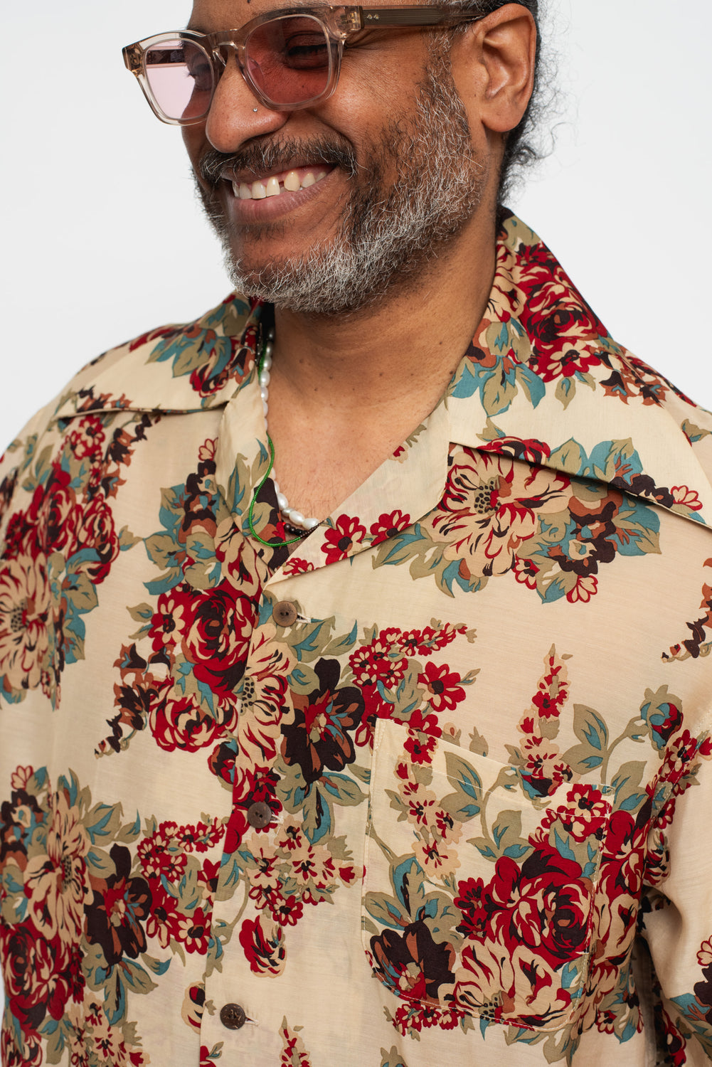 Silk Rayon CHAMPETRE A.MA.TE.RA.SE. WRANGLE Collar Aloha Shirt