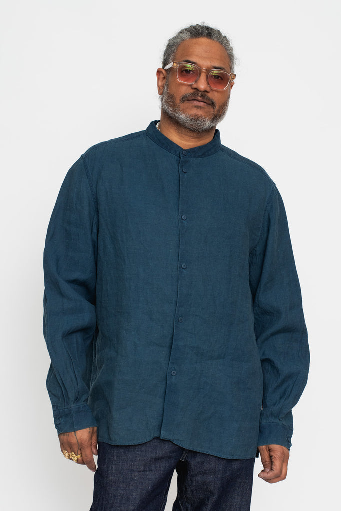 Washi and Hemp L/S Shirt, Natural Indigo and Walnut