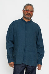 Washi and Hemp L/S Shirt, Natural Indigo and Walnut