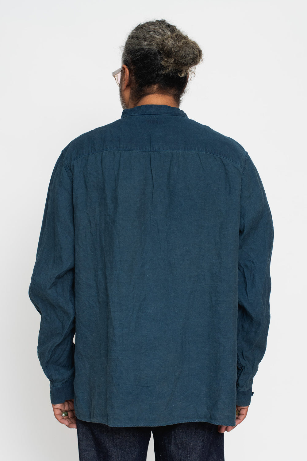 Washi and Hemp L/S Shirt, Natural Indigo and Walnut