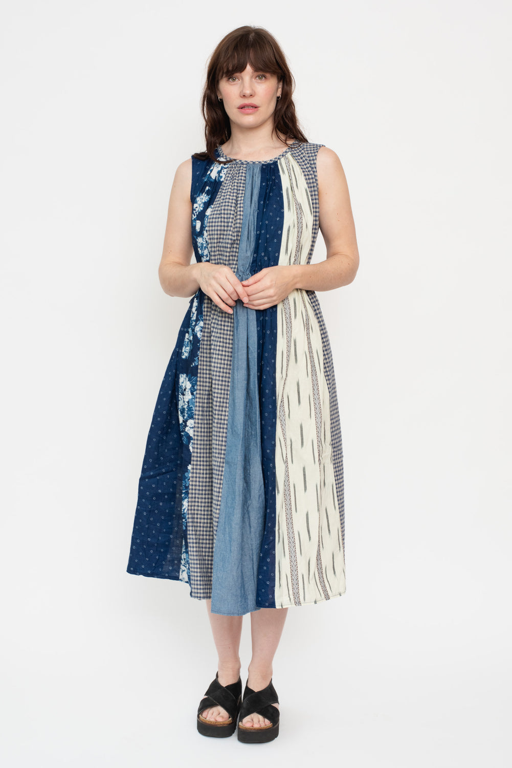 Patchwork KAHLO Dress, Indigo