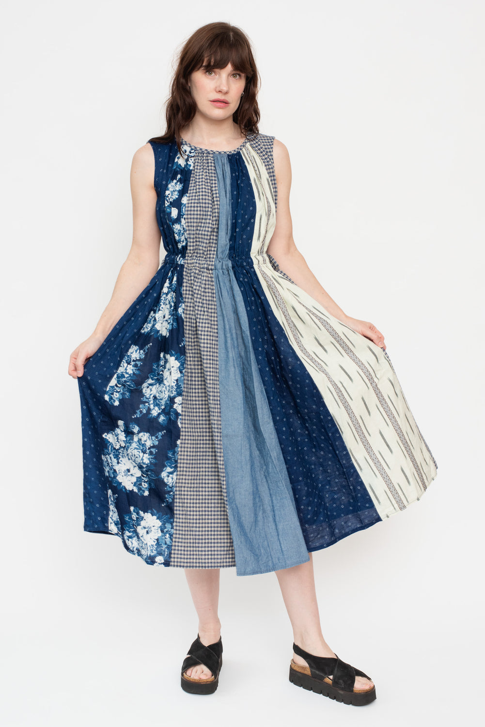 Patchwork KAHLO Dress, Indigo