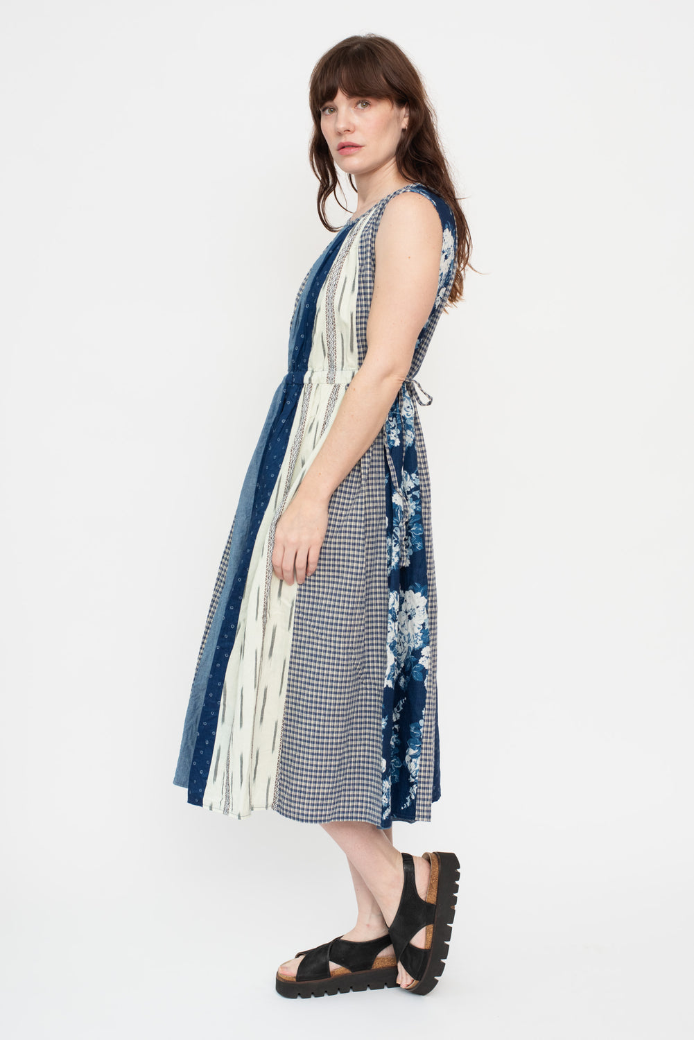 Patchwork KAHLO Dress, Indigo