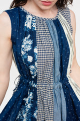 Patchwork KAHLO Dress, Indigo