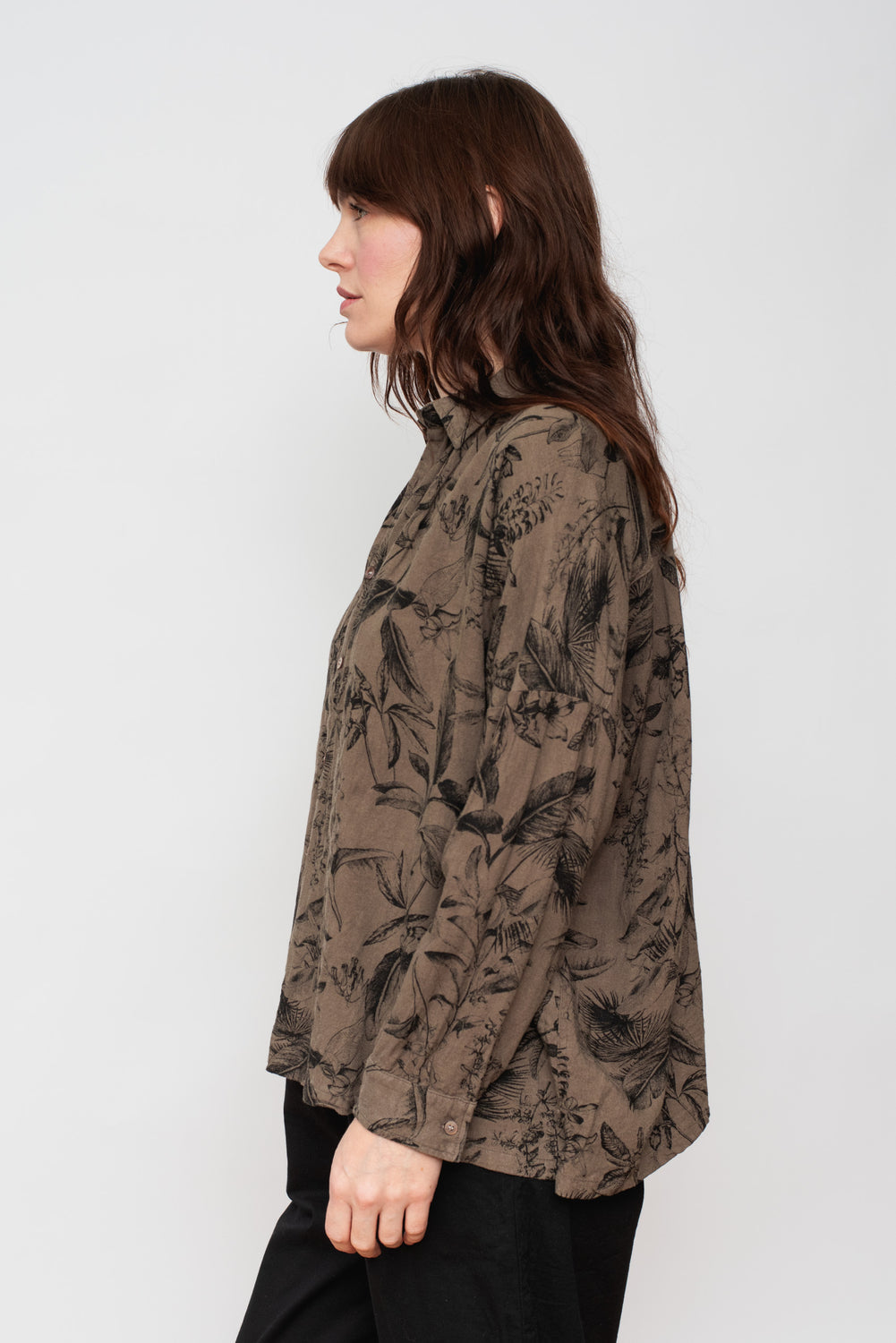 Botanical Print Shirt Mocha