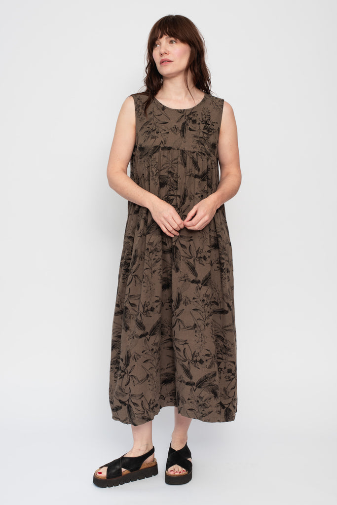 Botanical Print Dress Mocha