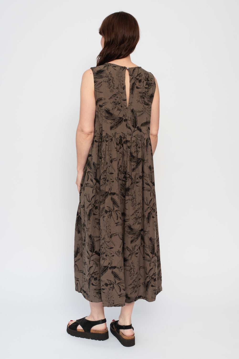 Botanical Print Dress Mocha